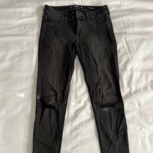 Hollister dark grey jean leggings with holes